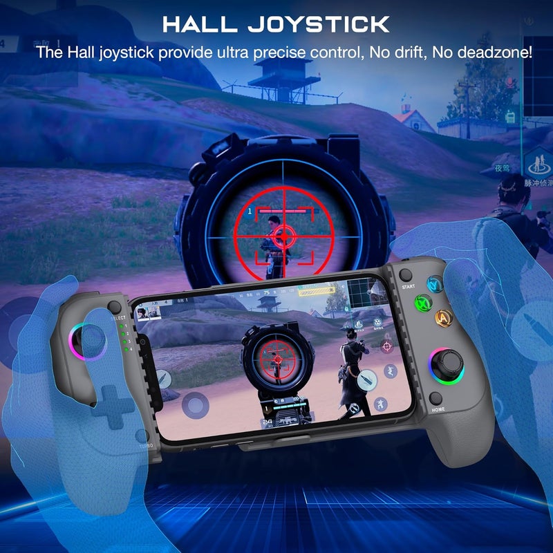 KICKDOT Wireless Phone Controller for iPhone/Android with Hall Joystick, Mobile Gaming Controller for iOS Support Xbox Cloud, Steam Link, GeForce Now, MFi Aple Arcade, Call of Duty, Roblox - Image 3